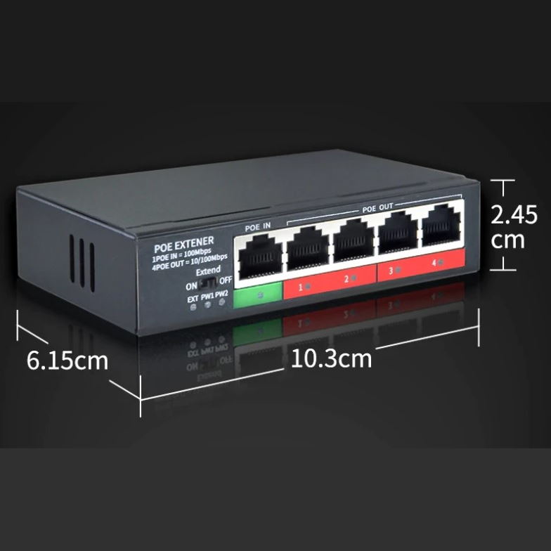 POE-extender til 4 POE porter - Netcam
